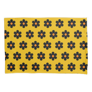 Autumn Black Orange Flower Pattern  Pillowcase