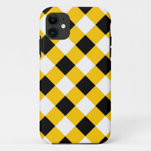 Autumn Black Yellow Chequered Geometric Pattern Case-Mate iPhone Case