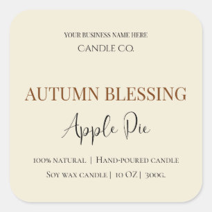 Autumn Blessing Apple Pie   Fall Candle Label 