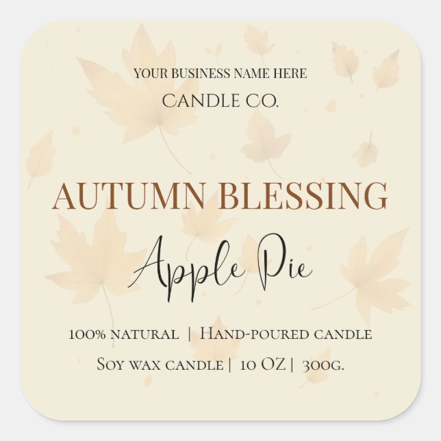Autumn Blessing Apple Pie | Fall Candle Label  (Front)