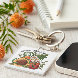 Autumn Blessings Fall Harvest  Key Ring