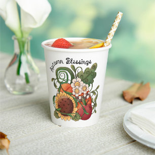 Autumn Blessings Fall Harvest  Paper Cups