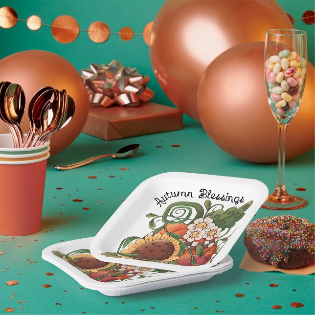 Autumn Blessings Fall Harvest  Paper Plate (Creator Uploaded)