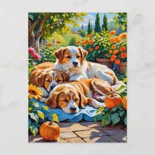 Autumn Bliss Dog Family Postcard