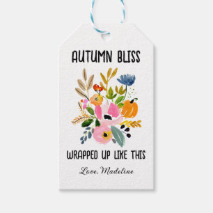 Autumn Bliss Fall Floral Bouquet with Pumpkins Gift Tags