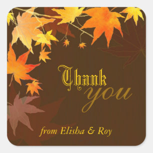Autumn Bliss Maple Wedding Thank You Square Sticker