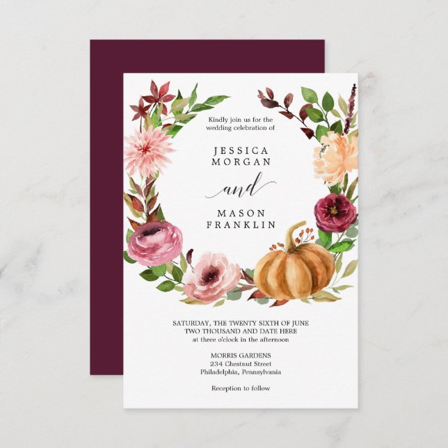 Autumn Bliss Wedding Invitation (Front/Back)