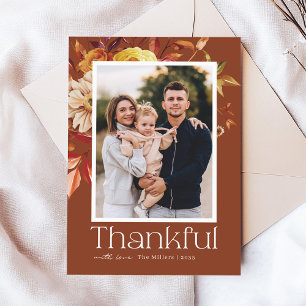 Autumn Blooming Gratitude Warm Family Thanksgiving Holiday Card