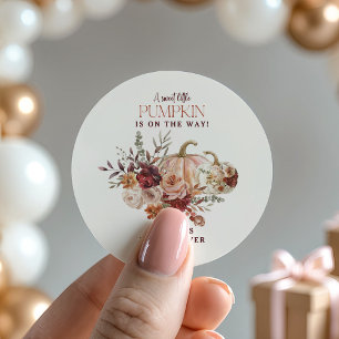 Autumn Blooms 'a little pumpkin' Baby Shower Classic Round Sticker