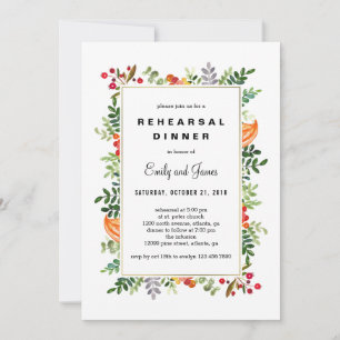 Autumn Blooms Fall Rehearsal Dinner Invitation