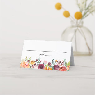 Autumn Blooms Floral Garland Fall Wedding Place Card