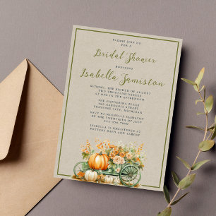 Autumn Blooms Floral Pumpkins Fall Bridal Shower Invitation