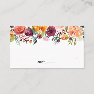 Autumn Blooms Garland Fall Wedding Place Card
