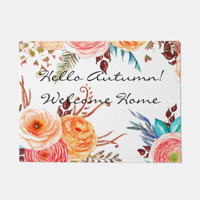 "Autumn Blooms" Welcome Home Door Mat (Front)