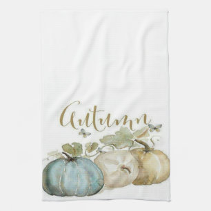 Autumn Blue Pumpkin Kitchen Apron Tea Towel