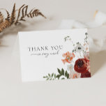 Autumn Bohemian Fall Wedding Thank You Notecard<br><div class="desc">This Autumn Bohemian Wedding Thank You Notecard from the Emilia Collection features hand-drawn florals in fall shades of burgundy,  pink,  and gold. Personalise it with your details easily and quickly. Simply press the 'customise it' button to further re-arrange and format the style and placement of the text.</div>
