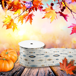 Autumn Boho and Bohemian Leaves Satin Ribbon