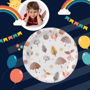 Autumn Boho Art Bohemian Pattern Kids Birthday Paper Plate