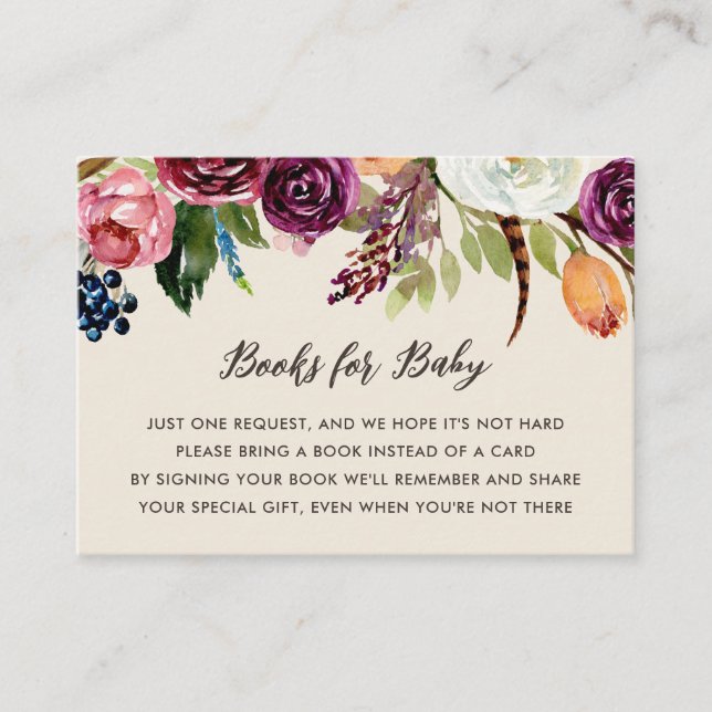 Autumn Boho Blooms Baby Shower Book Request Enclosure Card (Front)