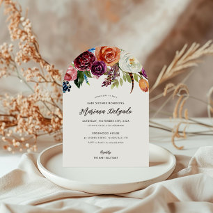 Autumn Boho Blooms Baby Shower Invitation