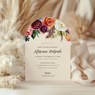 Autumn Boho Blooms Baby Shower Invitation