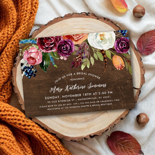 Autumn Boho Blooms Bridal Shower Invitation (Creator Uploaded)