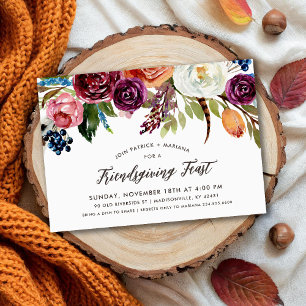Autumn Boho Blooms Friendsgiving Party Invitation