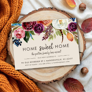 Autumn Boho Blooms New Address Moving Announcement
