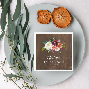 Autumn Boho Blooms Personalised Baby Shower Napkin