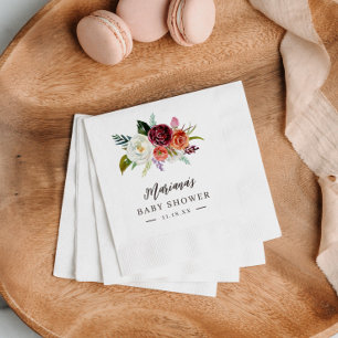 Autumn Boho Blooms Personalised Baby Shower Napkin