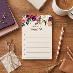 Autumn Boho Blooms Personalised To-Do List Post-it Notes