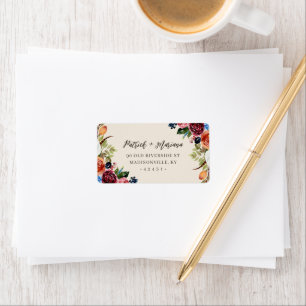 Autumn Boho Blooms Wedding Return Address Label