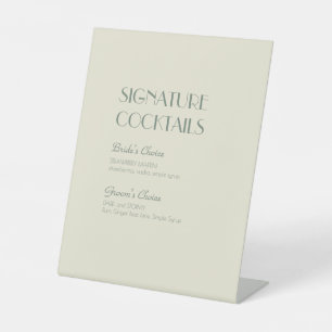 Autumn Boho Deco Cream Cocktail Menu Pedestal Sign