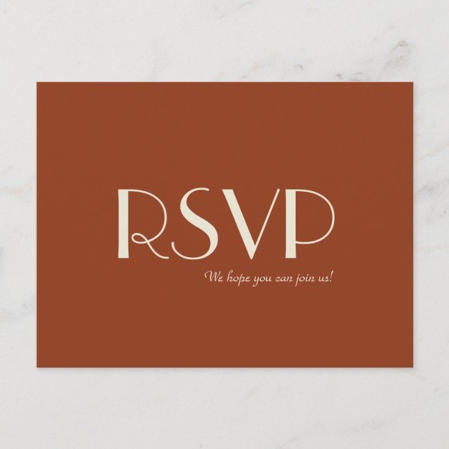 Autumn Boho Deco | Rust Wedding RSVP Invitation Postcard (Front)