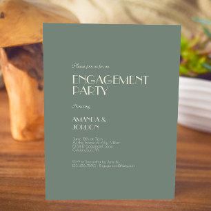 Autumn Boho Deco   Sage Green Engagement Party Invitation