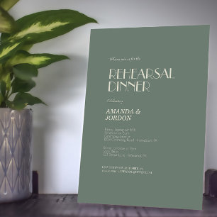 Autumn Boho Deco   Sage Green Rehearsal Dinner Invitation