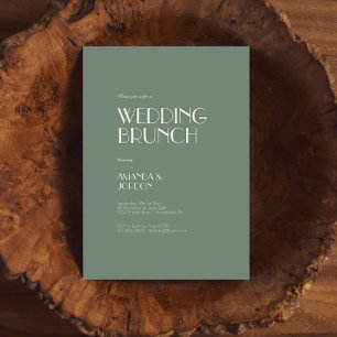 Autumn Boho Deco Sage Green Wedding Brunch Invitation