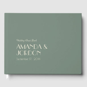 Autumn Boho Deco Sage Green Wedding Guest Book
