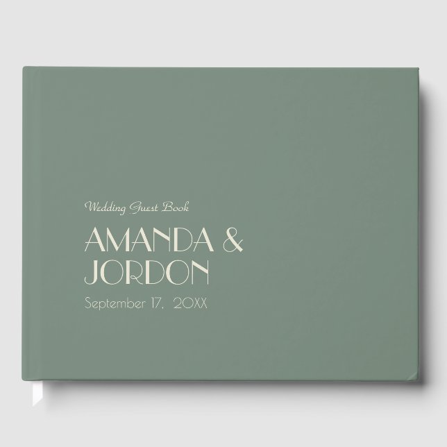 Autumn Boho Deco | Sage Green Wedding Guest Book (Front)