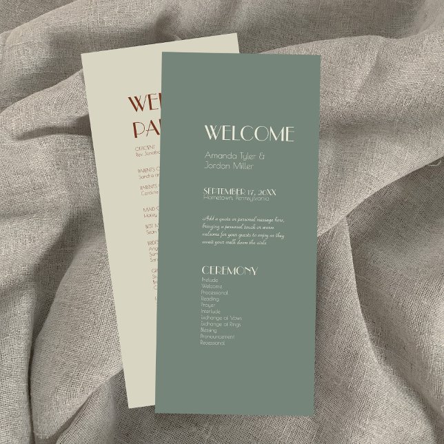 Autumn Boho Deco | Sage Green Wedding Program Programme (Creator Uploaded)