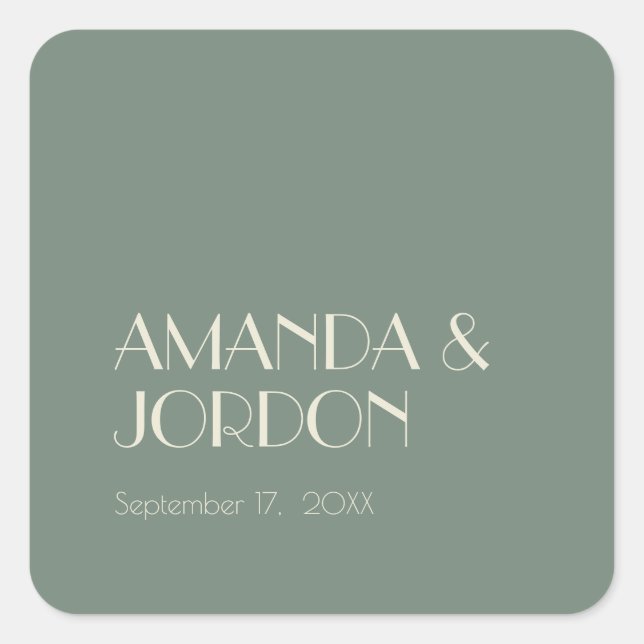 Autumn Boho Deco | Sage Green Wedding Seal Sticker (Front)