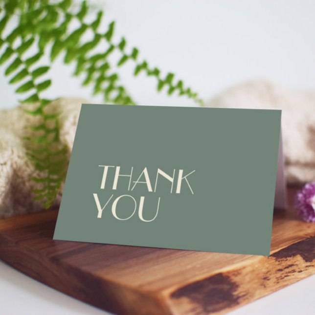 Autumn Boho Deco | Sage Green Wedding Thank You Card (Creator Uploaded)