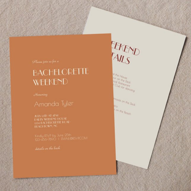 Autumn Boho Deco | Terracotta Bachelorette Weekend Invitation (Creator Uploaded)