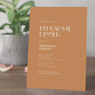 Autumn Boho Deco   Terracotta Rehearsal Dinner Invitation