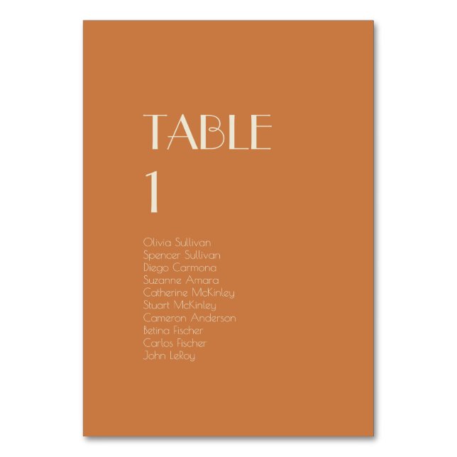 Autumn Boho Deco | Terracotta Table Number Guests (Front)