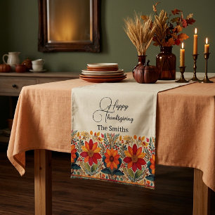 Autumn boho floral border personalised custom short table runner