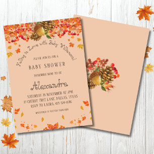 Autumn Boho Floral Falling in Love Baby Shower  Invitation