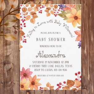 Autumn Boho Floral Falling in Love Baby Shower Invitation