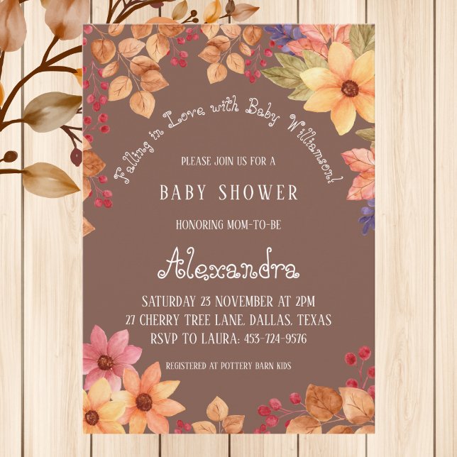 Autumn Boho Floral Falling in Love Baby Shower Invitation (Creator Uploaded)