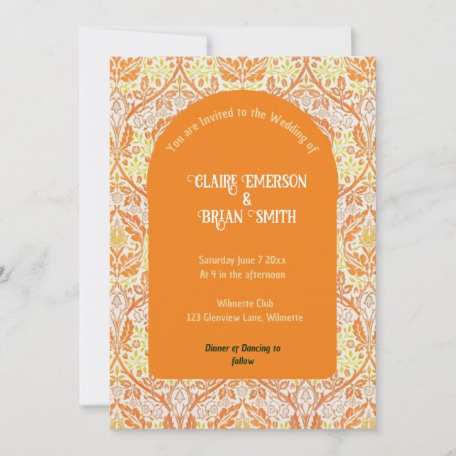 Autumn Boho floral frame invitation (Front)